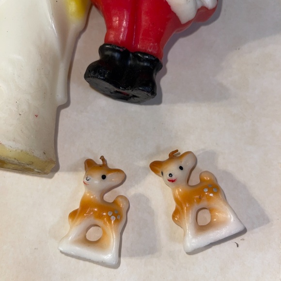 Vintage Lot of 11 Gurley ? Christmas Green Hat Snowman Tree Reindeer Wax Candles - Picture 13 of 16